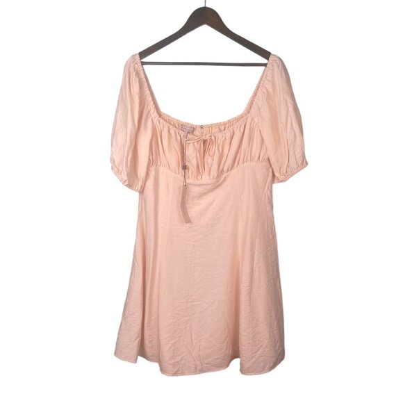 NWT BCBGeneration Dress Womens SZ M Babydoll Peasant Prairie Puff Sleeve Cottage - Picture 2 of 9